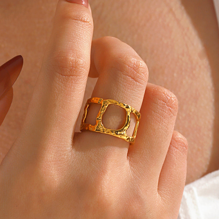 Hammered Hollow Open Ring