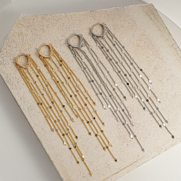 Minimalist Long Tassel Earrings for Women, Elegant Multi-Layer Chain Drop Earrings