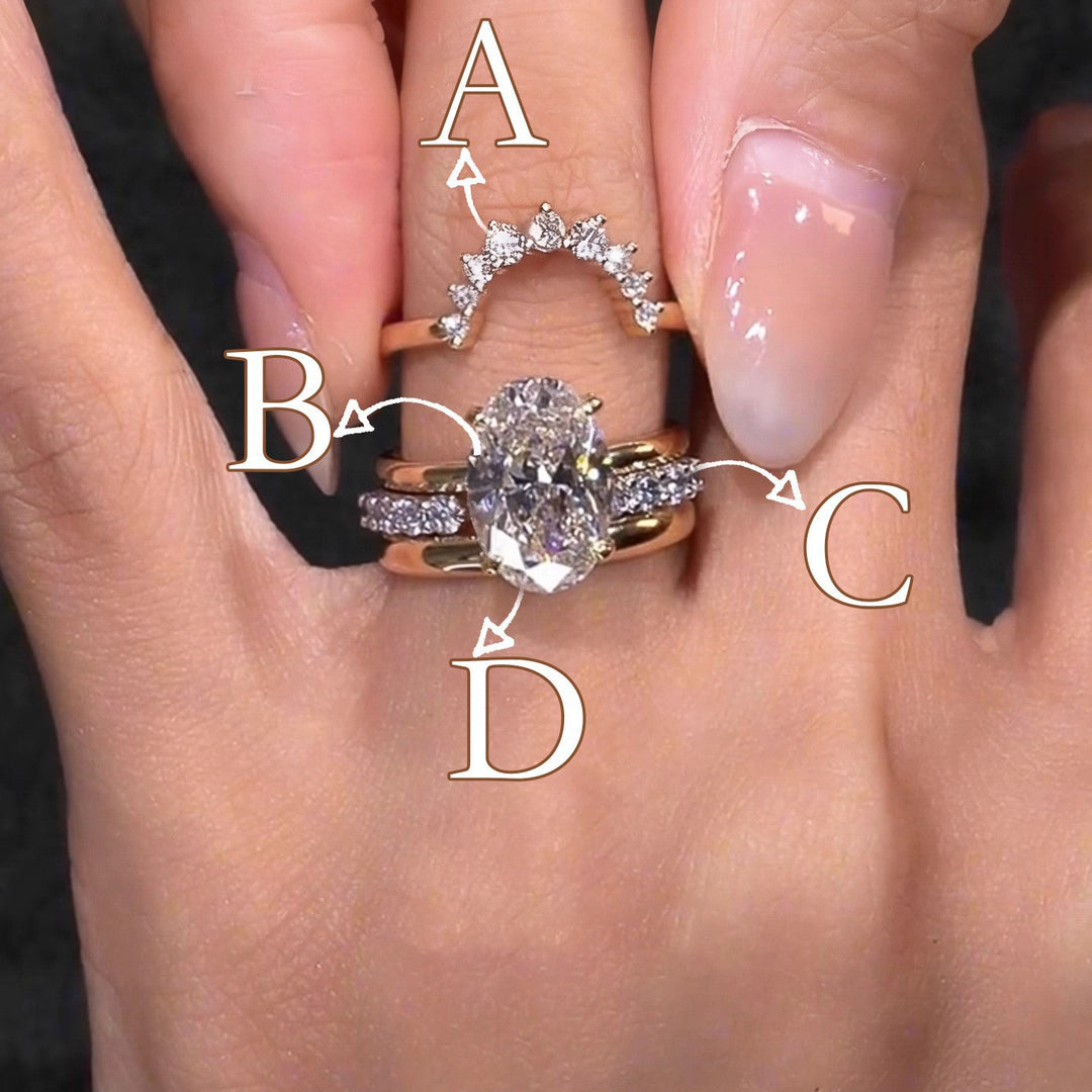Oval Diamond Stackable Ring Set