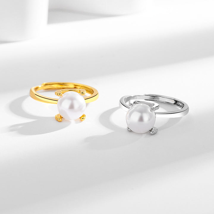 Minimalist Pearl Open Ring 14K Gold