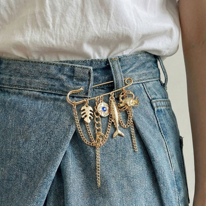 DIY Ocean Marine Life Safety Pin Brooch Kit Gold Tone Nautical Charm Jewelry Set