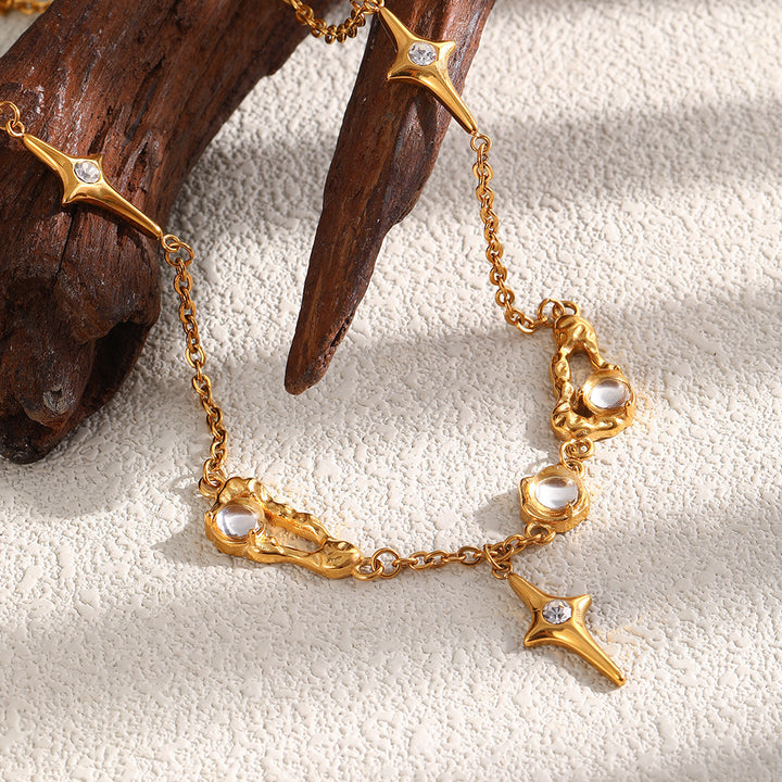 Diamond-Studded Star Pendant Clavicle Chain