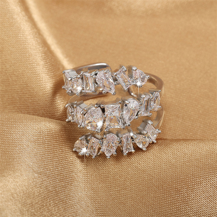 Minimalist Multi-Cut Diamond Open Ring 14K Gold