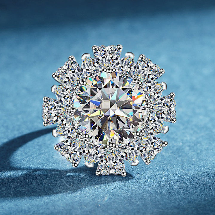 Round Brilliant Cut Diamond Sunburst Ring
