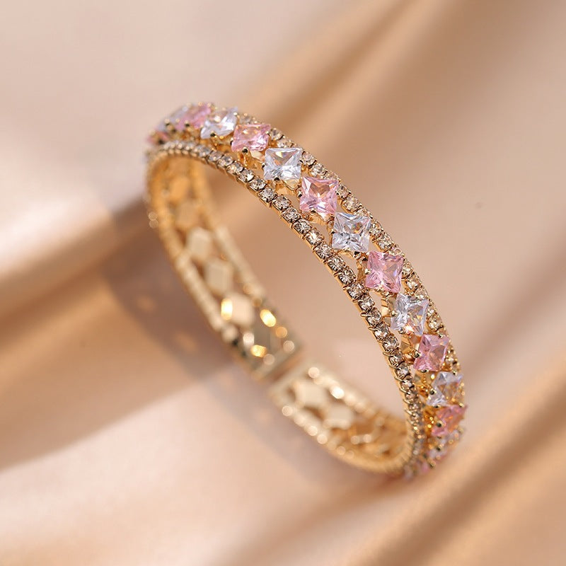 Luxury Pink Crystal Diamond Bracelet