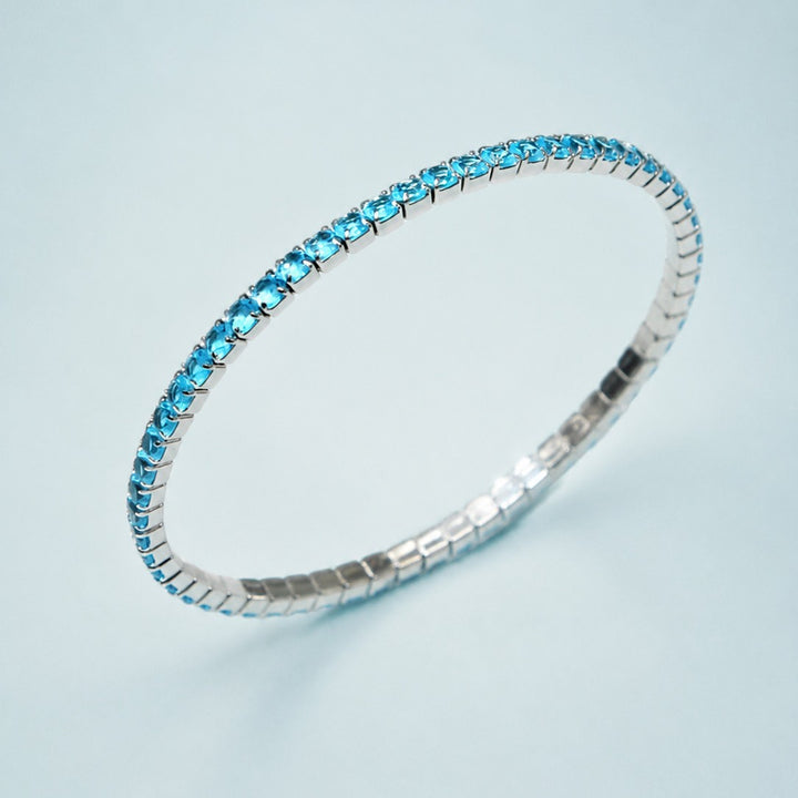 Sterling Silver Flexible Full Pave Diamond Stretch Bracelet