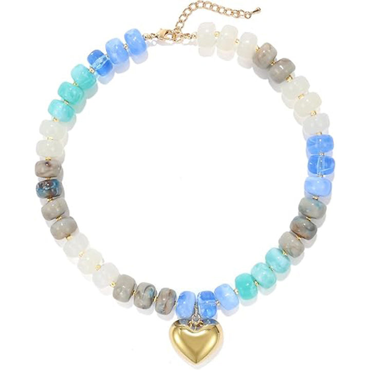 Minimalist Beaded Heart Choker Necklace
