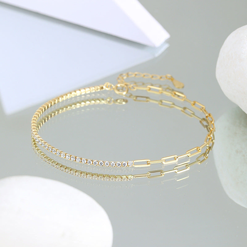 Two-Tone Cubic Diamond Chain Bracelet