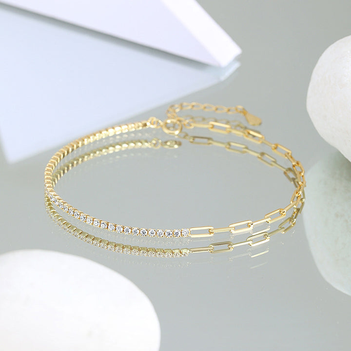Two-Tone Cubic Diamond Chain Bracelet