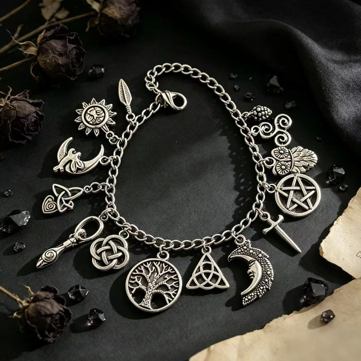Wiccan Pagan Charm Anklet & Bracelet Sterling Silver Tree of Life Celtic Symbol Jewelry