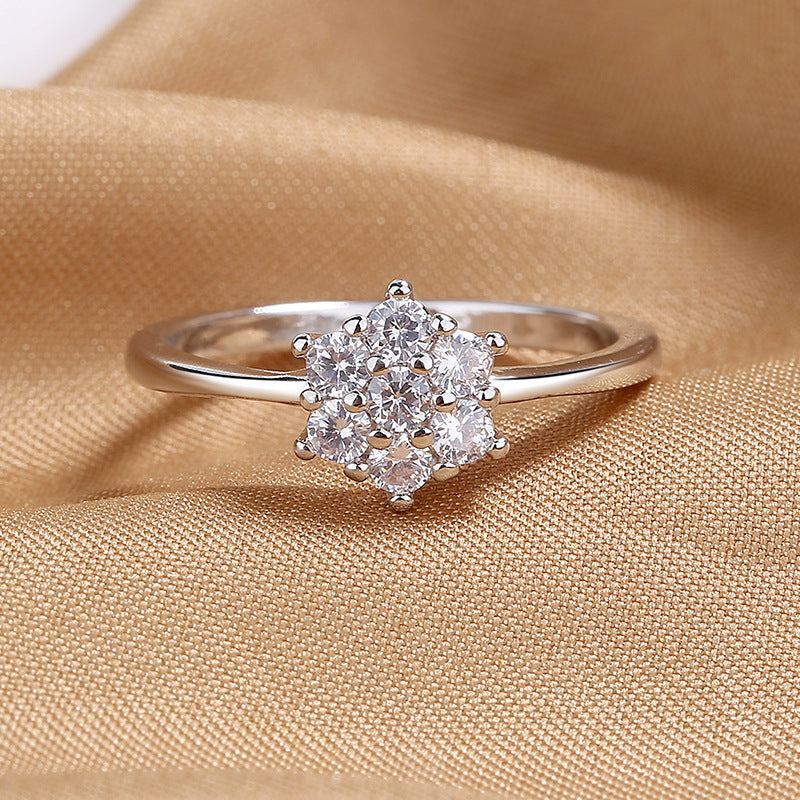 Minimalist Cluster Crystal Ring S925 Sterling Silver