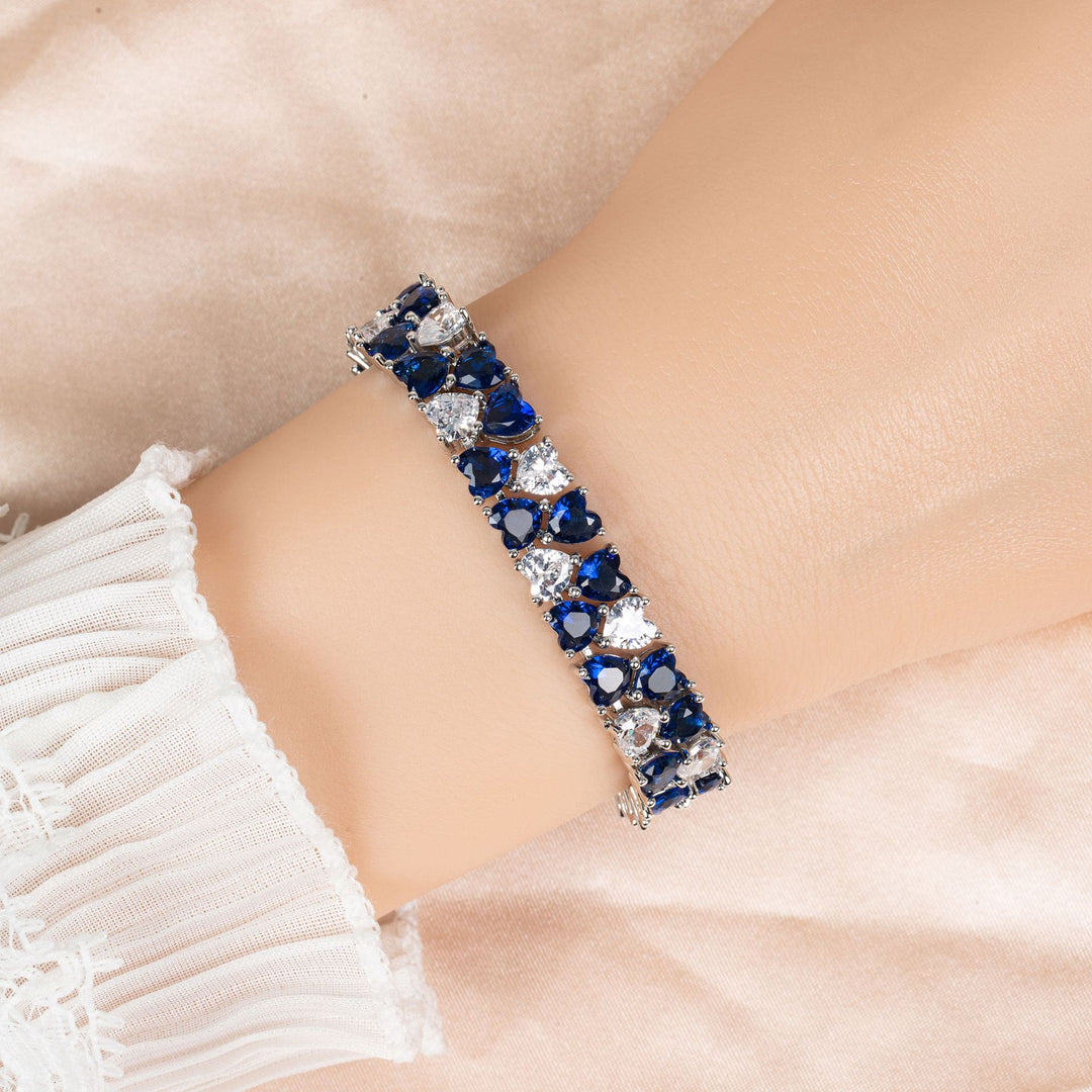 Heart-Shaped Diamond Tennis Bracelet