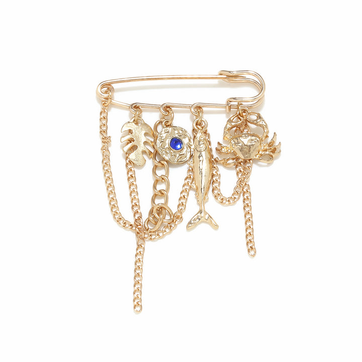DIY Ocean Marine Life Safety Pin Brooch Kit Gold Tone Nautical Charm Jewelry Set