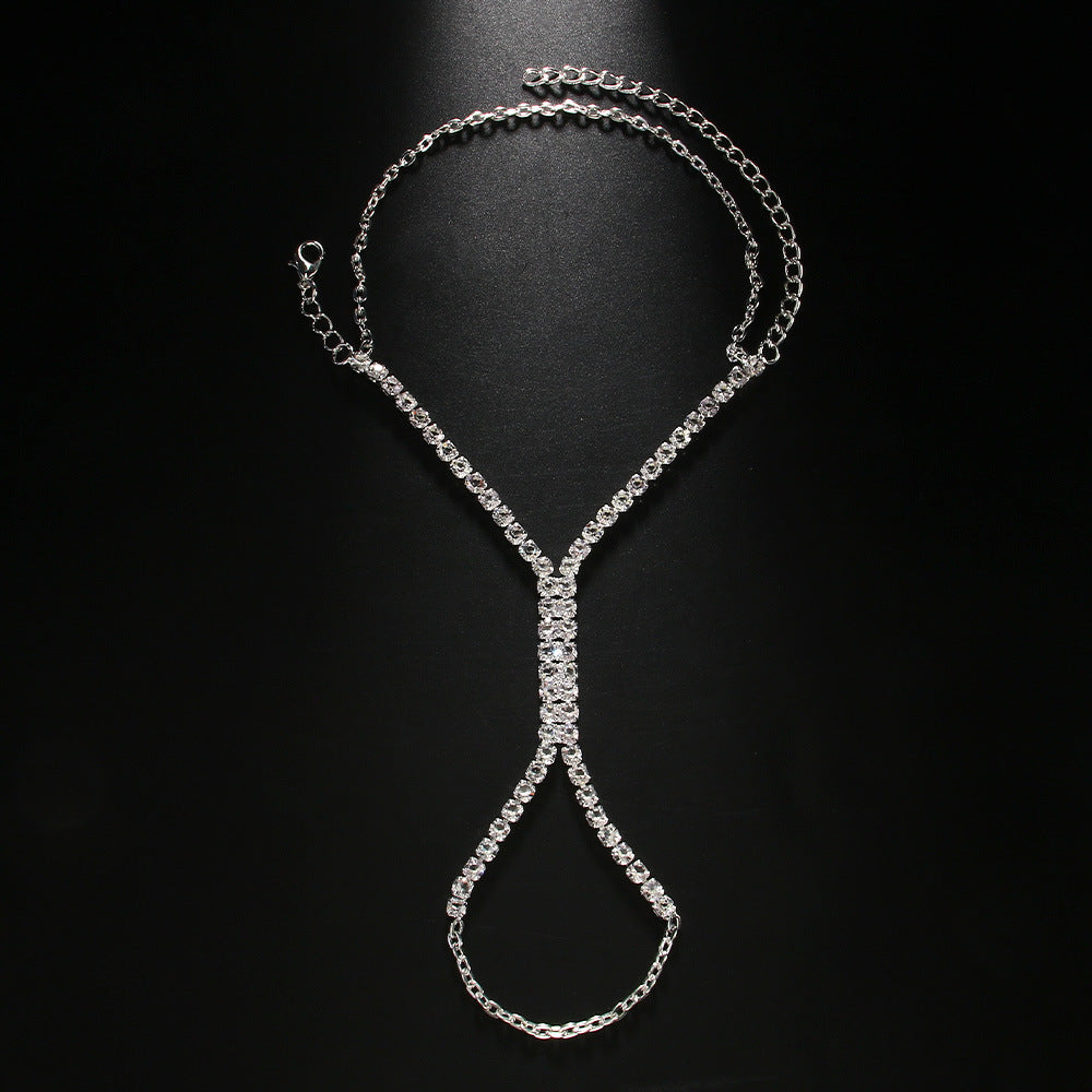 Linked Finger Ring Jewelry Diamond Hand Chain Bracelet