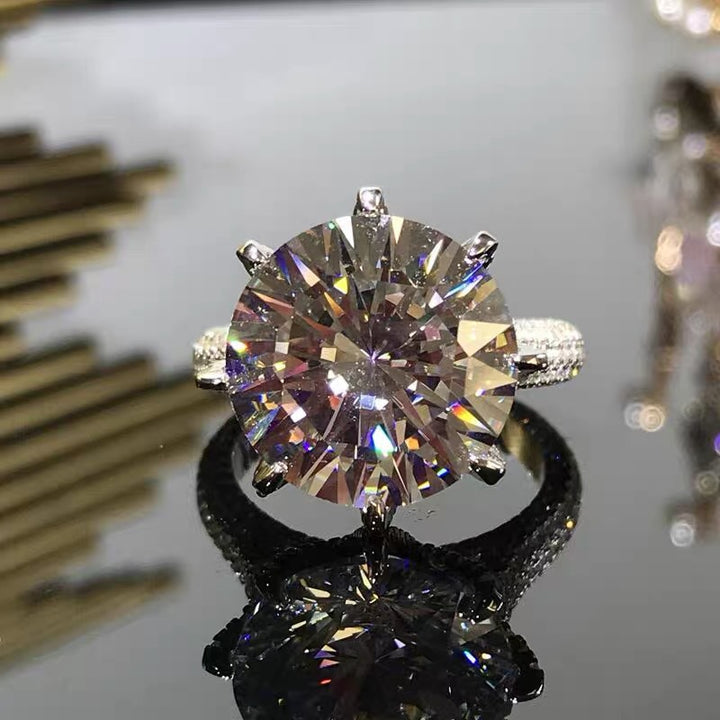Round Brilliant Cut Solitaire Diamond Ring 925 Sterling Silver Luxury Engagement Ring