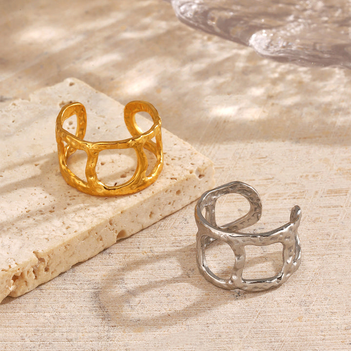 Hammered Hollow Open Ring