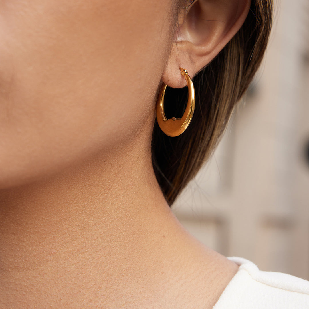 Minimalist Curved Hoop Earrings S925 Sterling Silver Gold Plated Jewelry