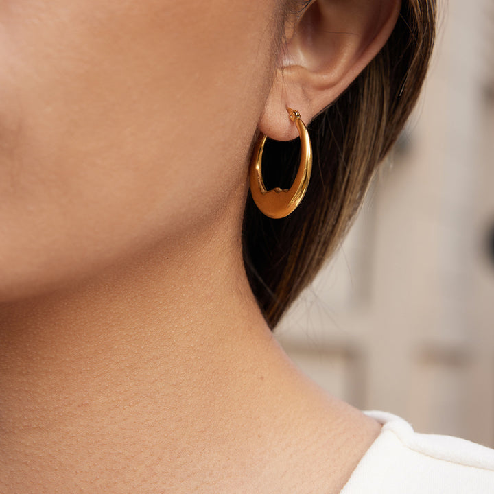 Minimalist Curved Hoop Earrings S925 Sterling Silver Gold Plated Jewelry