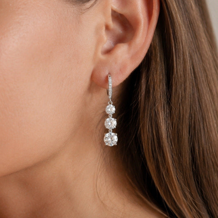 Triple Drop Diamond Hoop Earrings