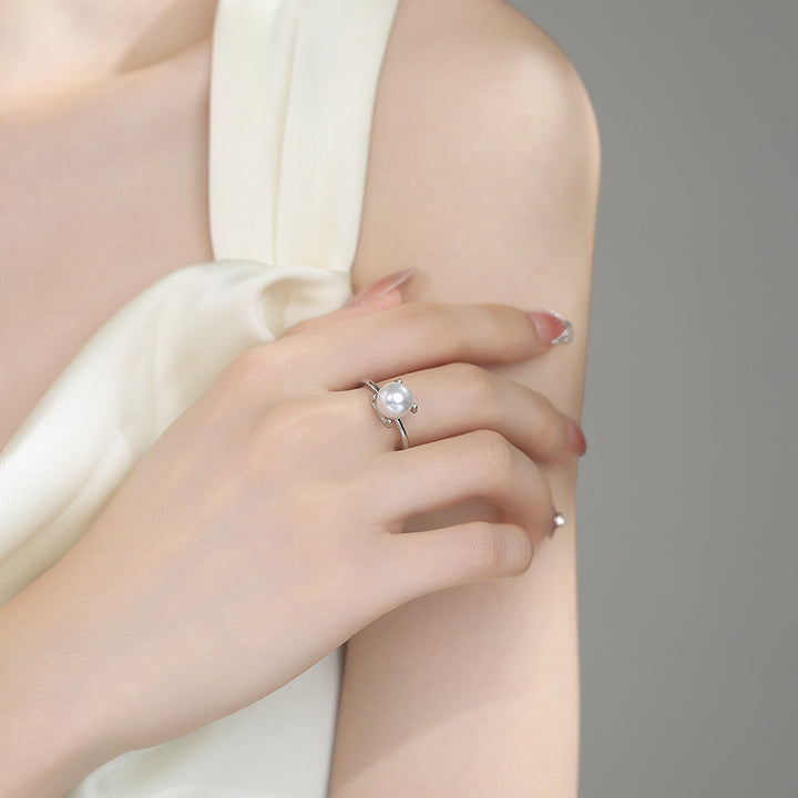 Minimalist Pearl Open Ring 14K Gold