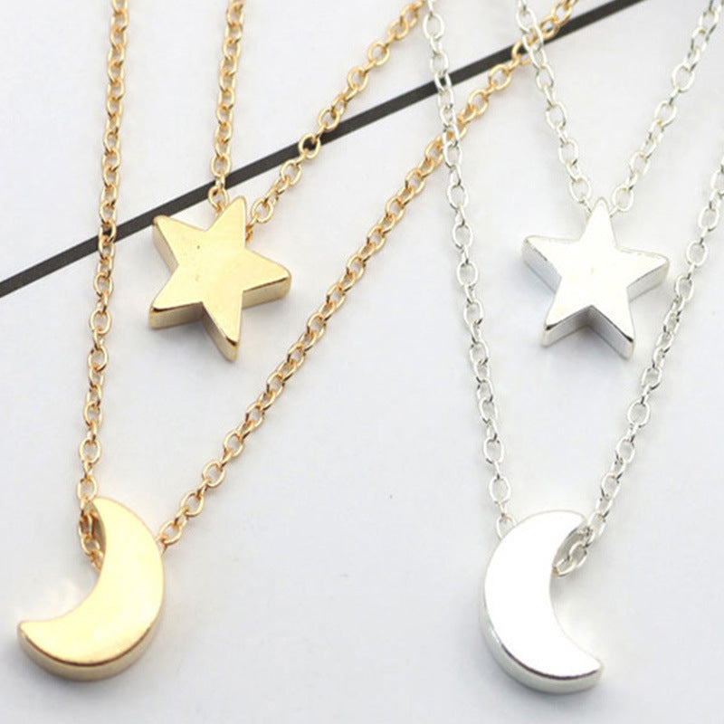 Minimalist Star & Moon Layered Necklace