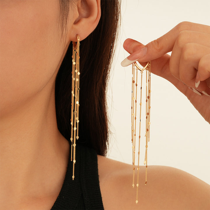 Minimalist Long Tassel Earrings for Women, Elegant Multi-Layer Chain Drop Earrings
