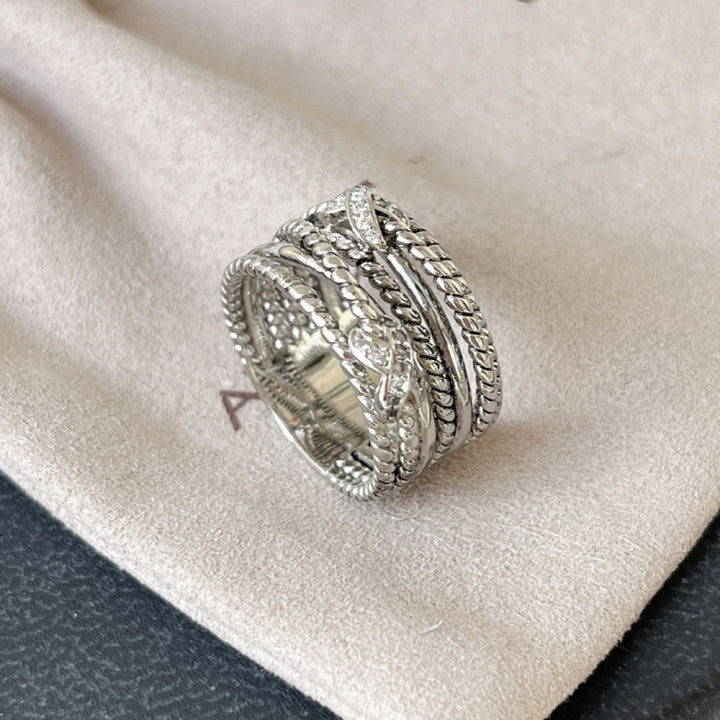 Vintage Multi-Layer Braided Ring for Women