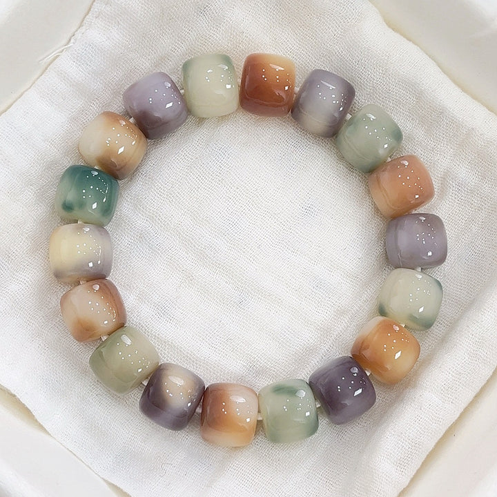 Gradient Square Bead Bodhi Root Bracelet