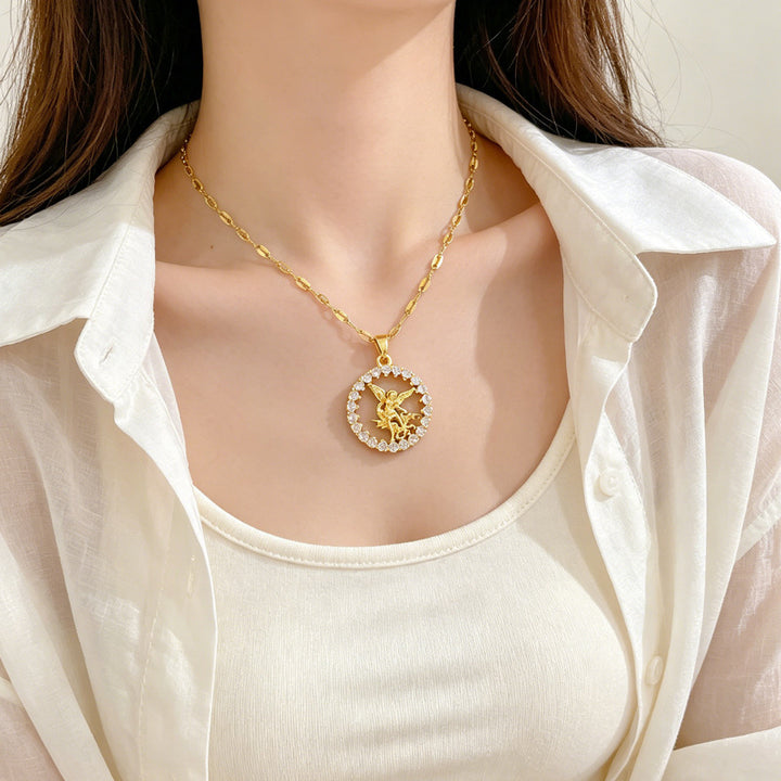 Religious Protection Jewelry Saint Michael Diamond Halo Pendant Necklace