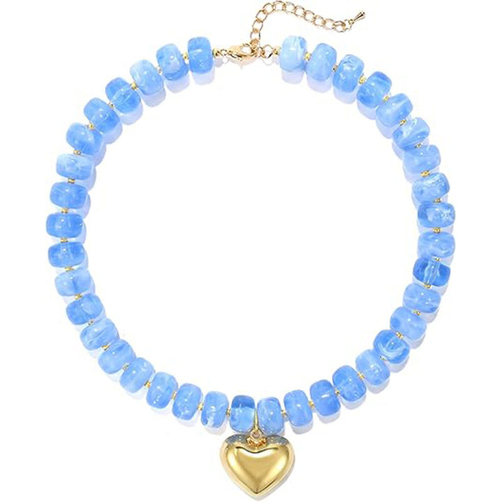 Minimalist Beaded Heart Choker Necklace