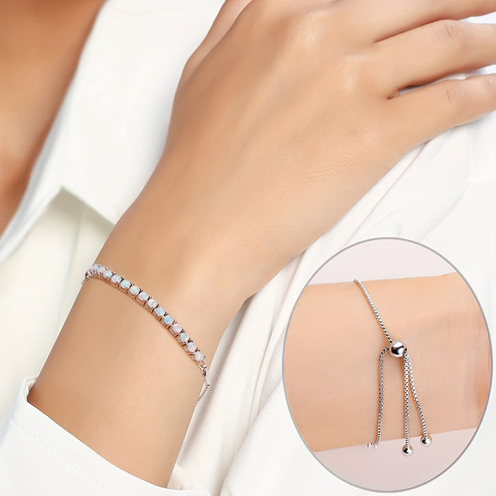 Adjustable Opal Diamond Bracelet Women Elegant Luxury Jewelry