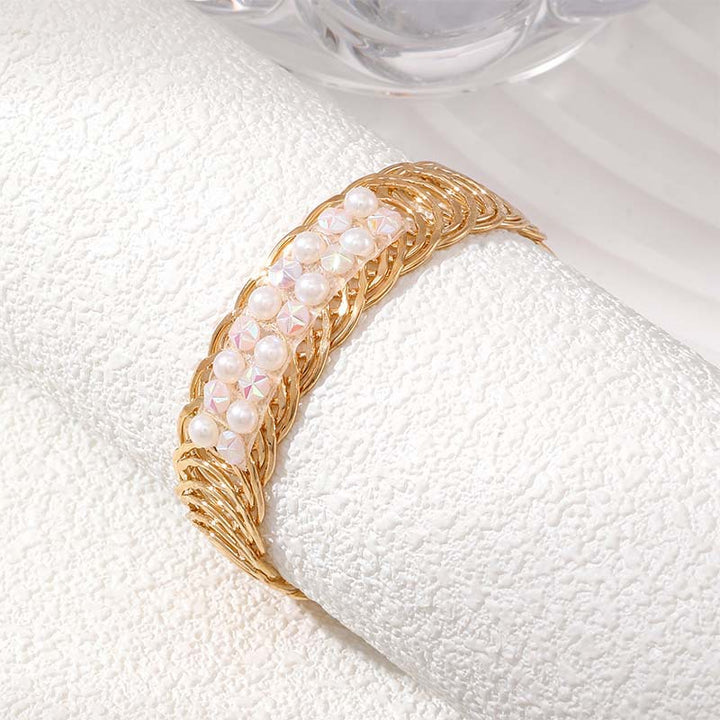 Vintage Pearl Crystal Cuff Bracelet