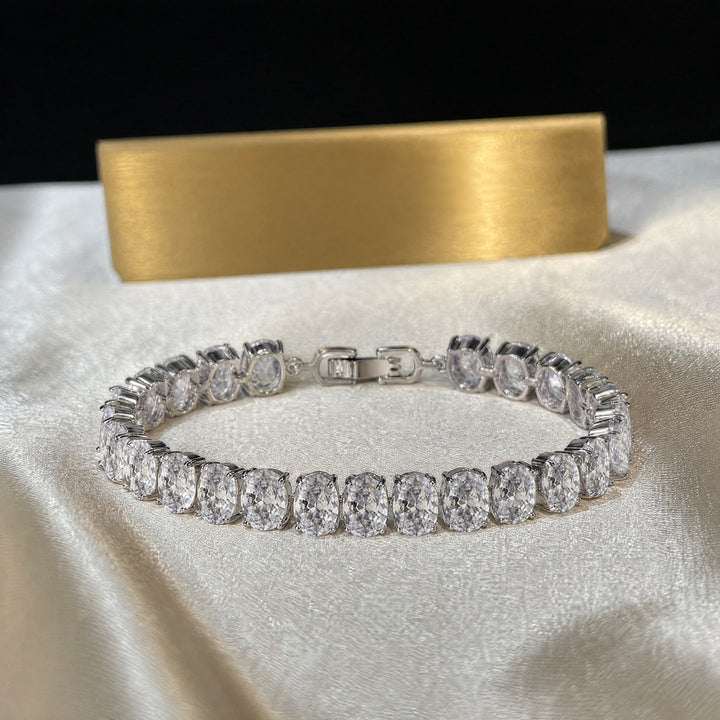 Oval Cut Diamond Tennis Bracelet Sterling Silver Classic Luxury Bracelet for Women