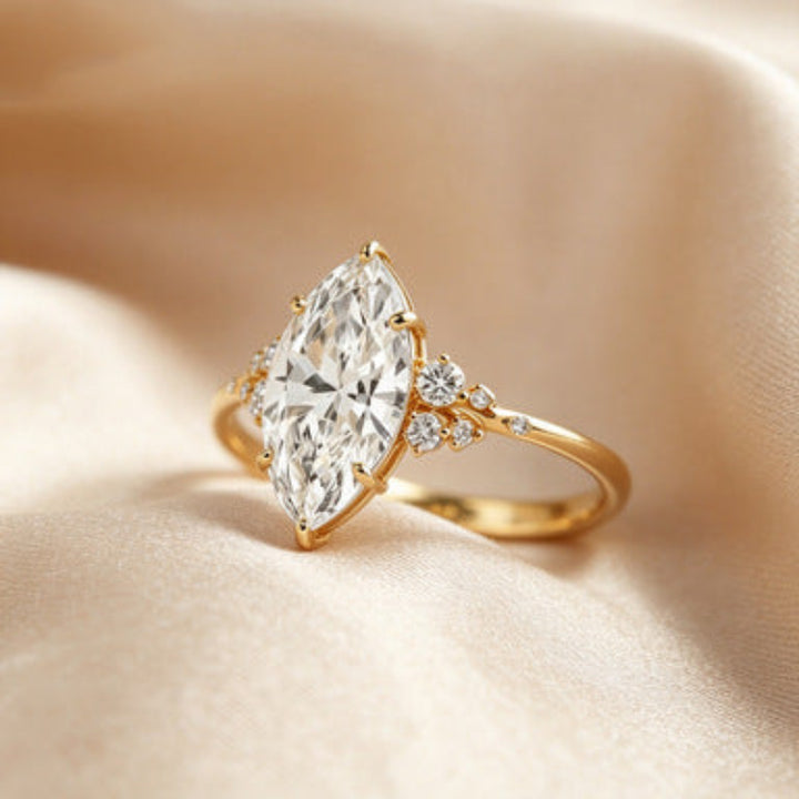 Marquise Cut Diamond Cluster Engagement Ring