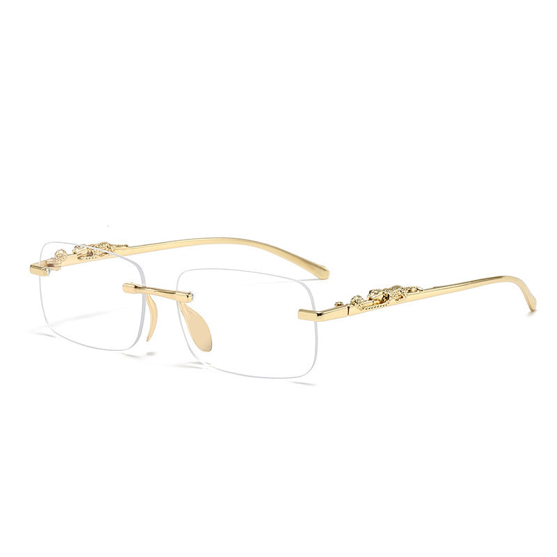 Rimless Leopard Decorative Sunglasses Retro Cut-Edge Sun Glasses