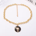 Black Gold Natural Pearl Gemstone Titanium Steel Jewelry Set