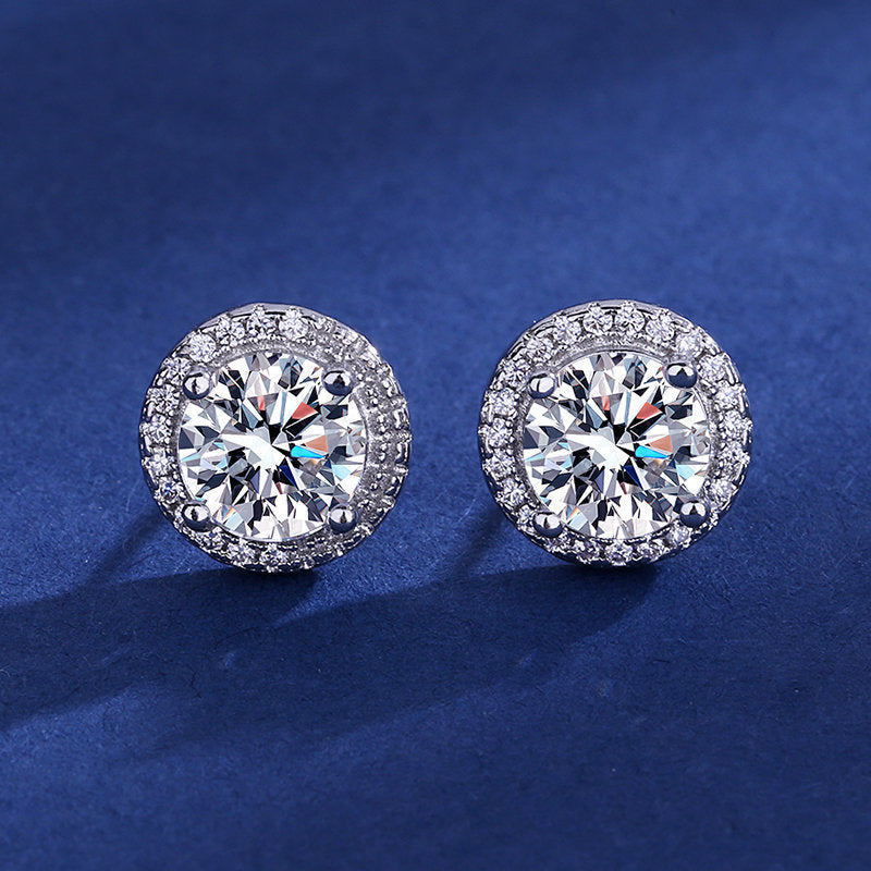 Classic round diamond micro-paved sparkling earrings