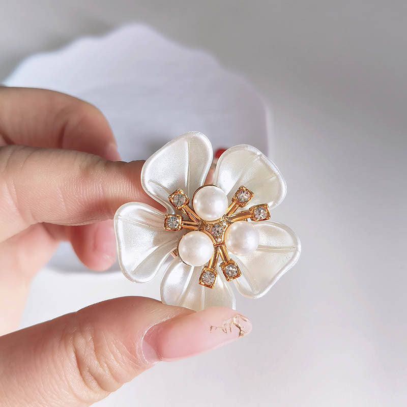 Pearl Diamond Flower Cufflinks Elegant Shirt Cuff Decorative Buttons