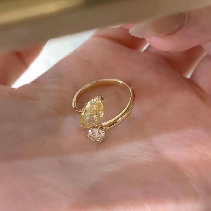 Toi Et Moi Marquise Yellow Diamond & Round Diamond Ring