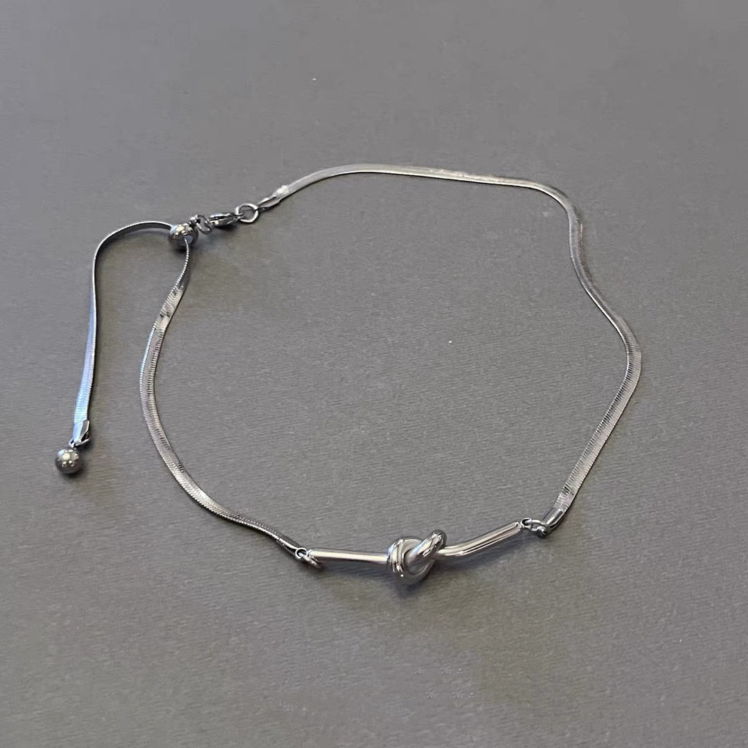 Minimalist Metal Knot Choker Necklace