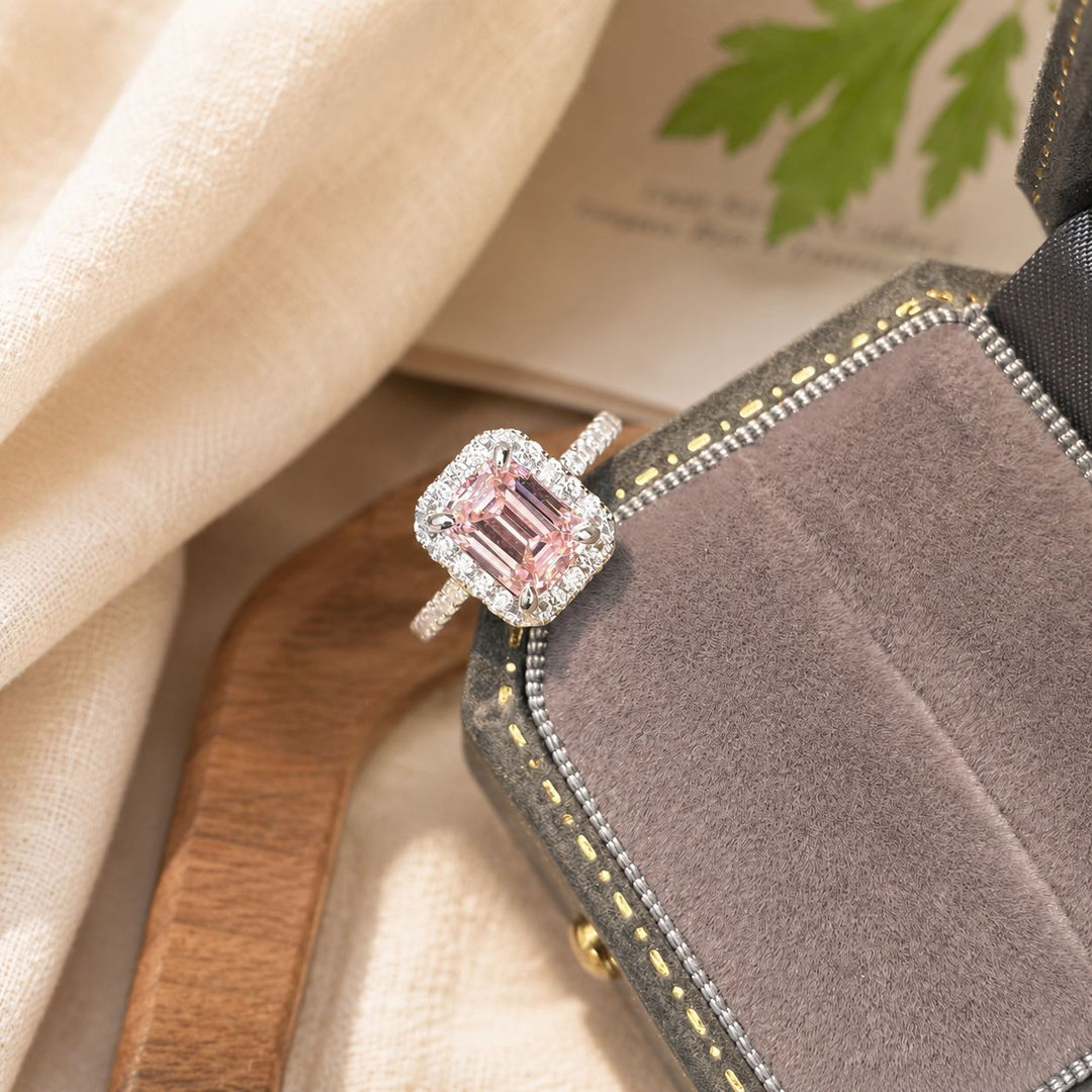 Minimalist Emerald-Cut Halo Ring