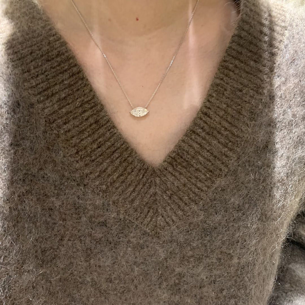 Marquise Crystal Necklace Minimalist Elegant Pendant