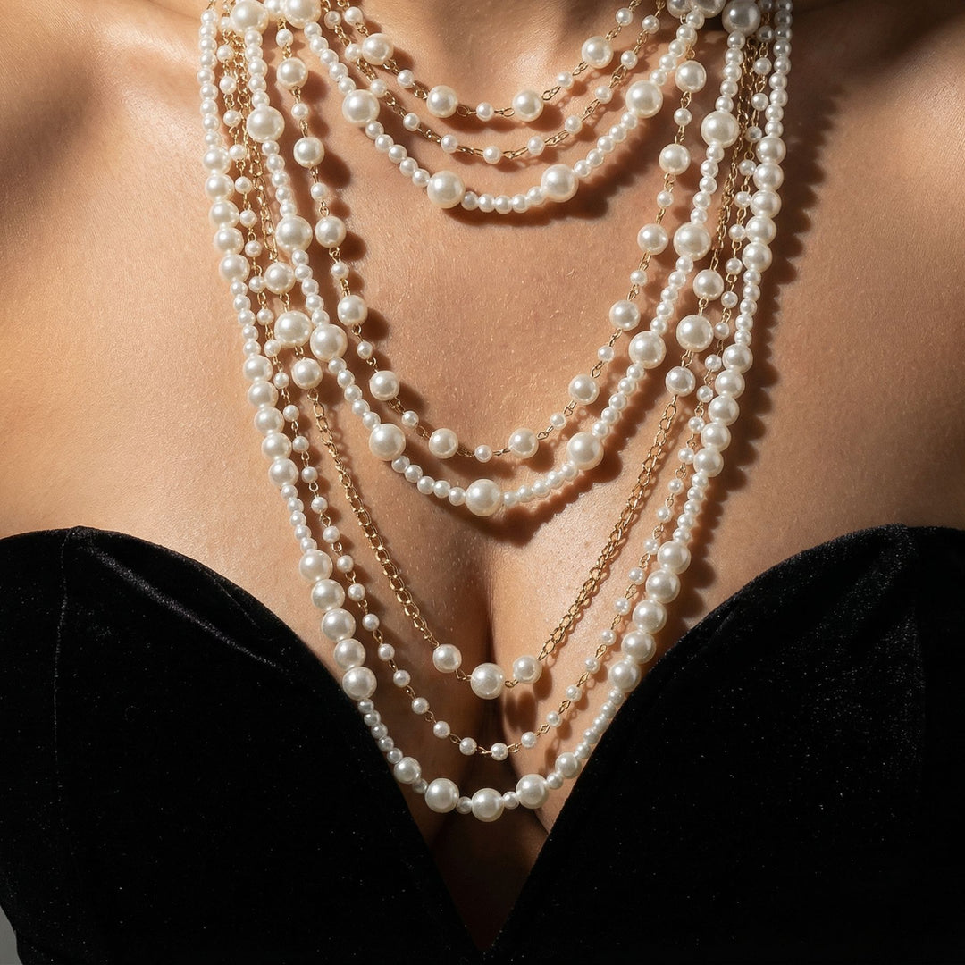 Minimalist Multi-Layer Pearl Necklace Set S925 Silver