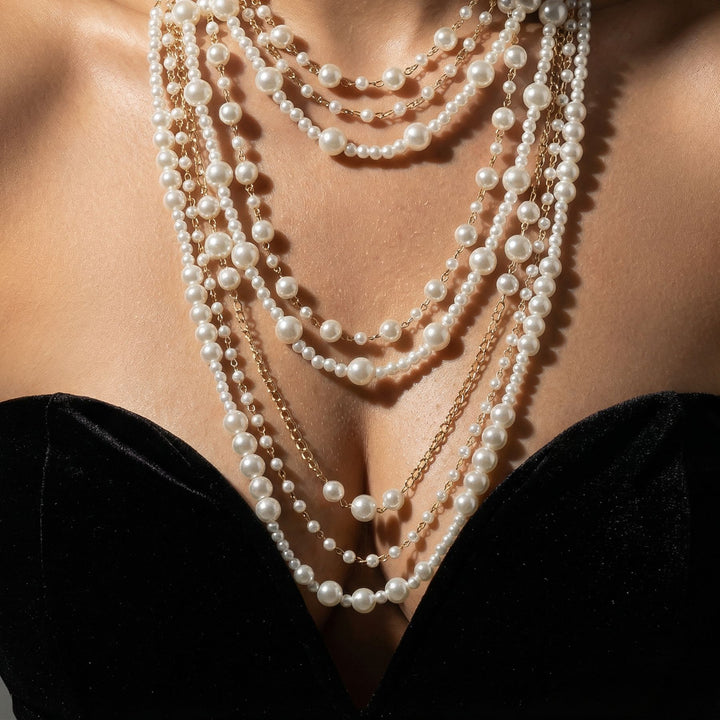 Minimalist Multi-Layer Pearl Necklace Set S925 Silver