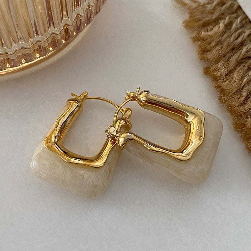 U-Shaped Sterling Silver Hoop Earrings Minimalist Vintage Style
