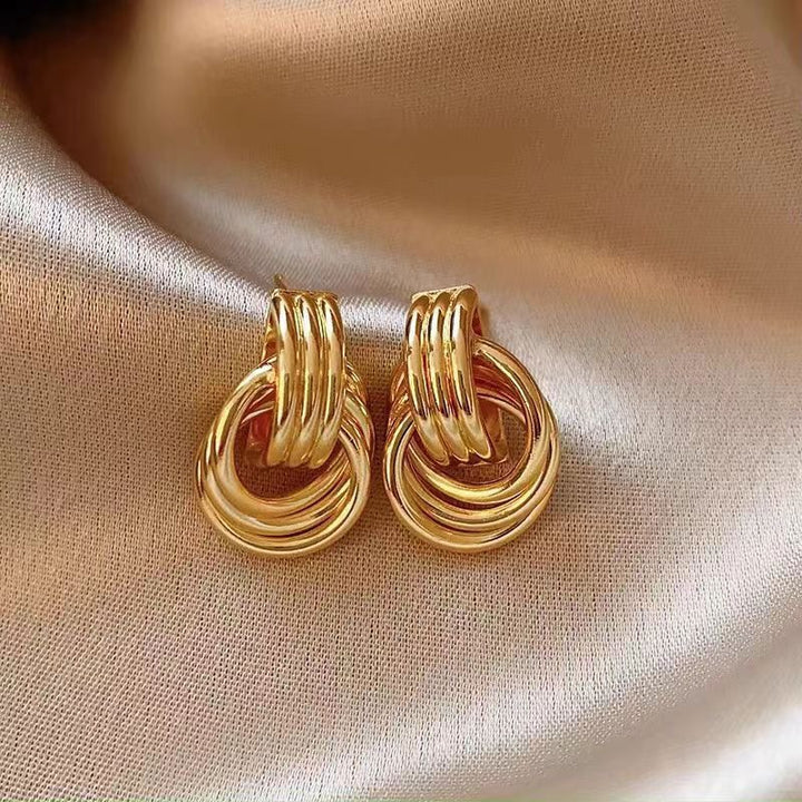 Knot Stud Earrings Minimalist Geometric Hoop Earrings with Sterling Silver Posts