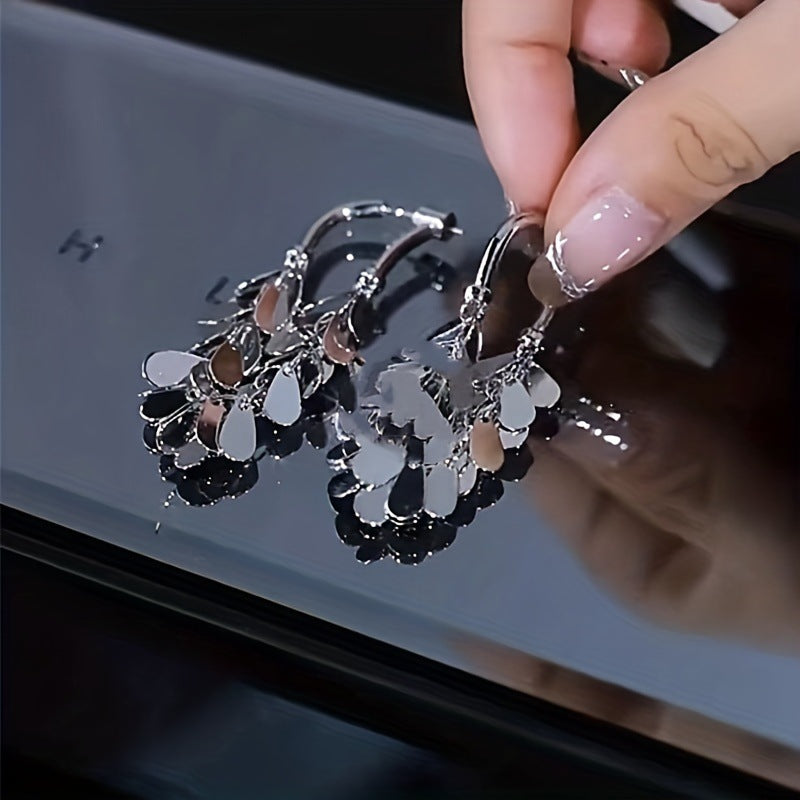 U-Shaped Sequins Tassel Drop Hoop Earrings Luxury Women Jewelry