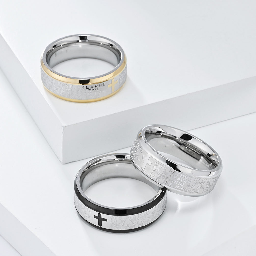 Lord's Prayer Cross Ring | Religious Prayer Jewelry for Men & Women