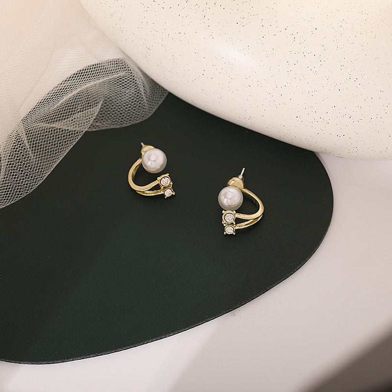 Two-Way Pearl & Crystal Stud Earrings Sterling Silver Post