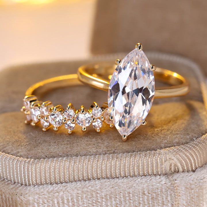 Pear Cut Diamond Bridal Ring Set Silver Engagement & Wedding Band